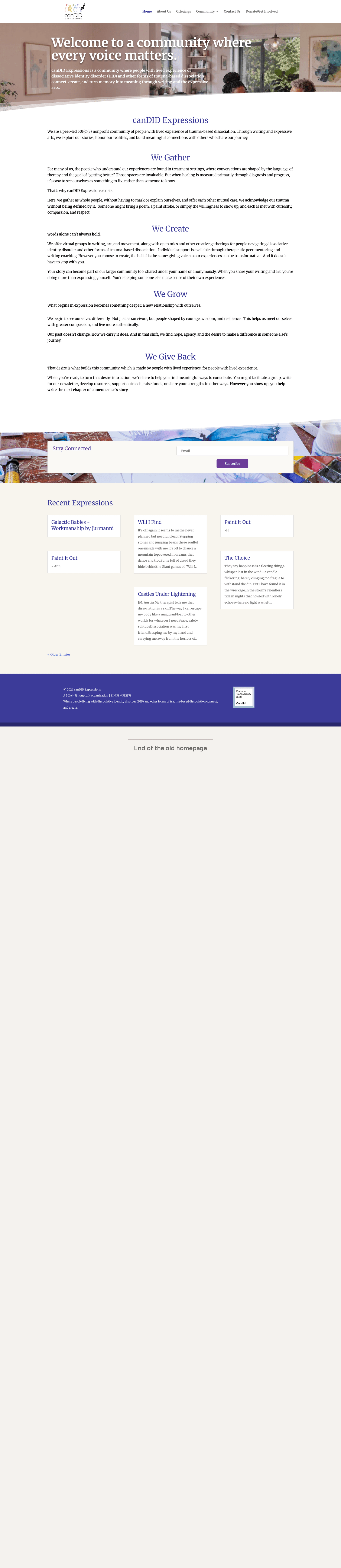 The canDID Expressions website before the redesign.