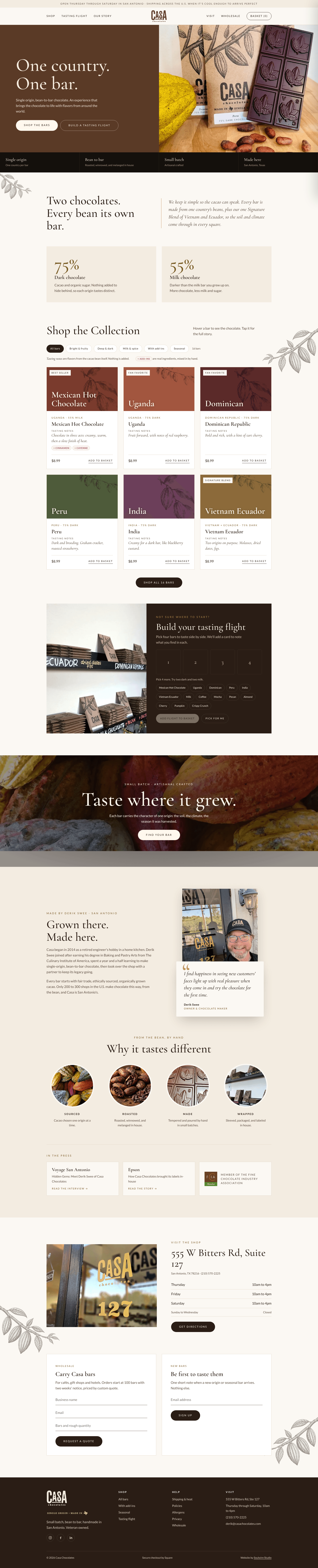 The Casa Chocolates website after the redesign by Soulwire Studio.