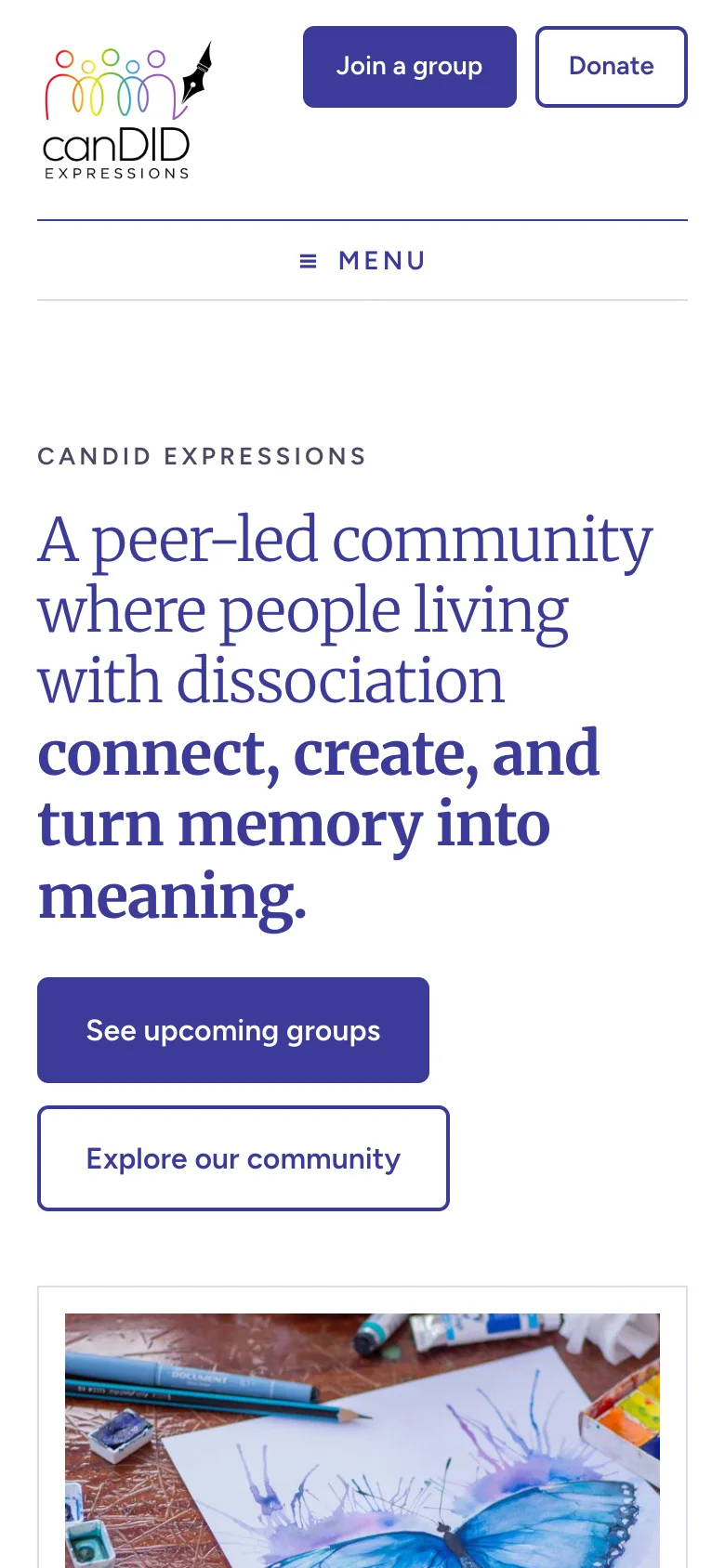 The homepage of the canDID Expressions site on a phone.