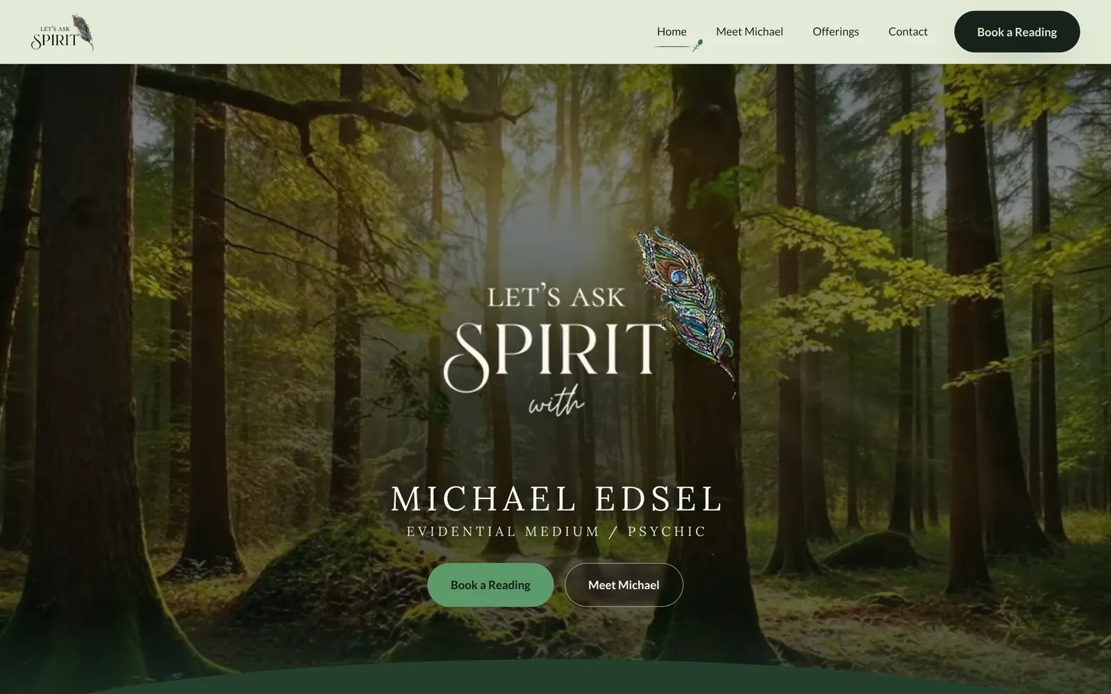 The homepage of the Let's Ask Spirit site on a laptop screen.