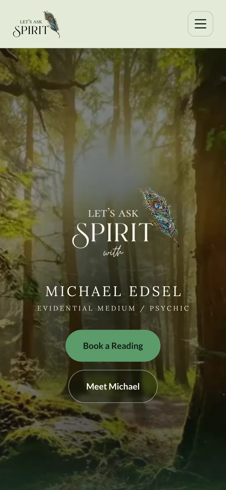 The homepage of the Let's Ask Spirit site on a phone.