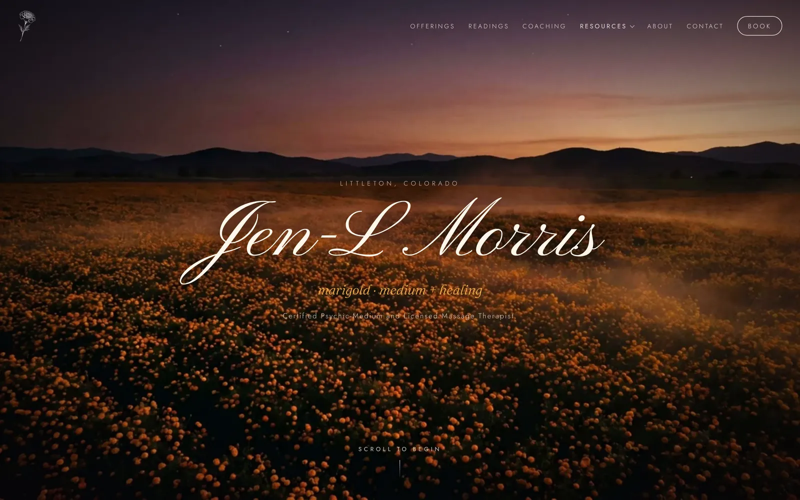 The homepage of the Marigold Medium site on a laptop screen.