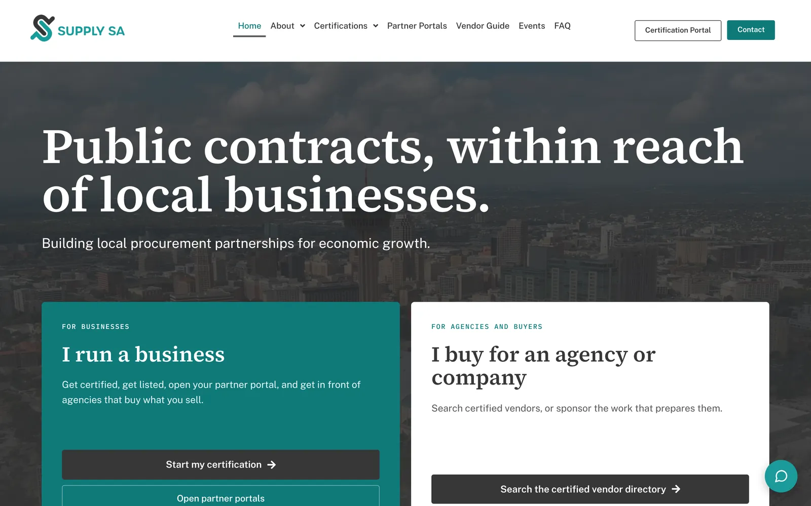 The homepage of the Supply SA site on a laptop screen.