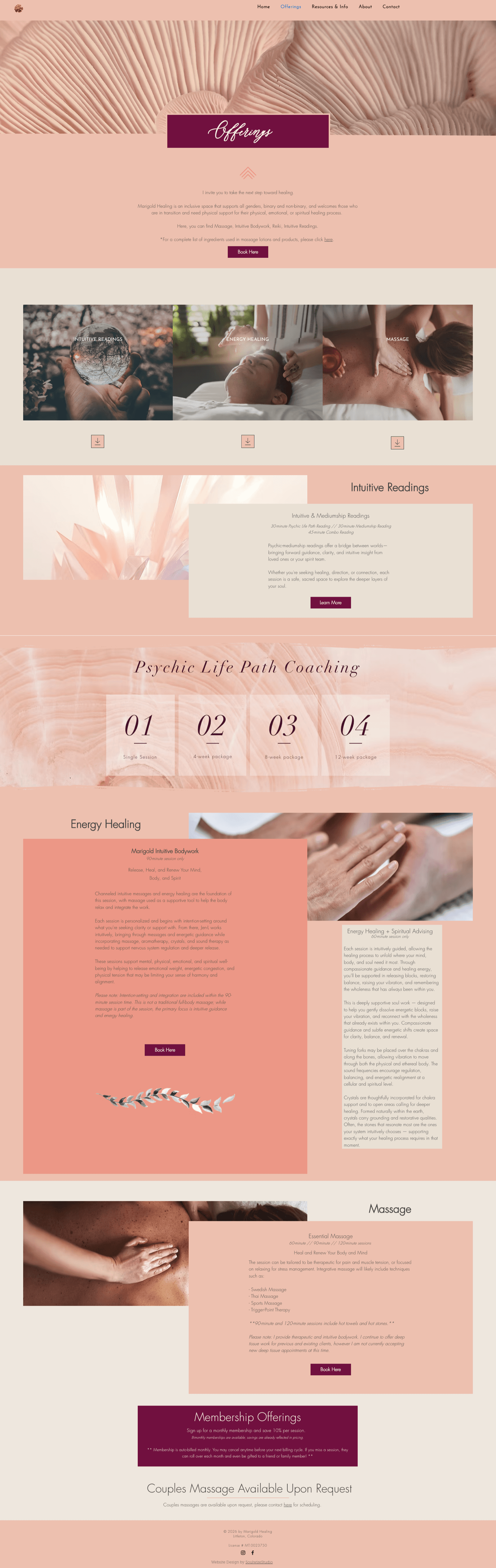 The Marigold Medium website before the redesign, on a Wix template.