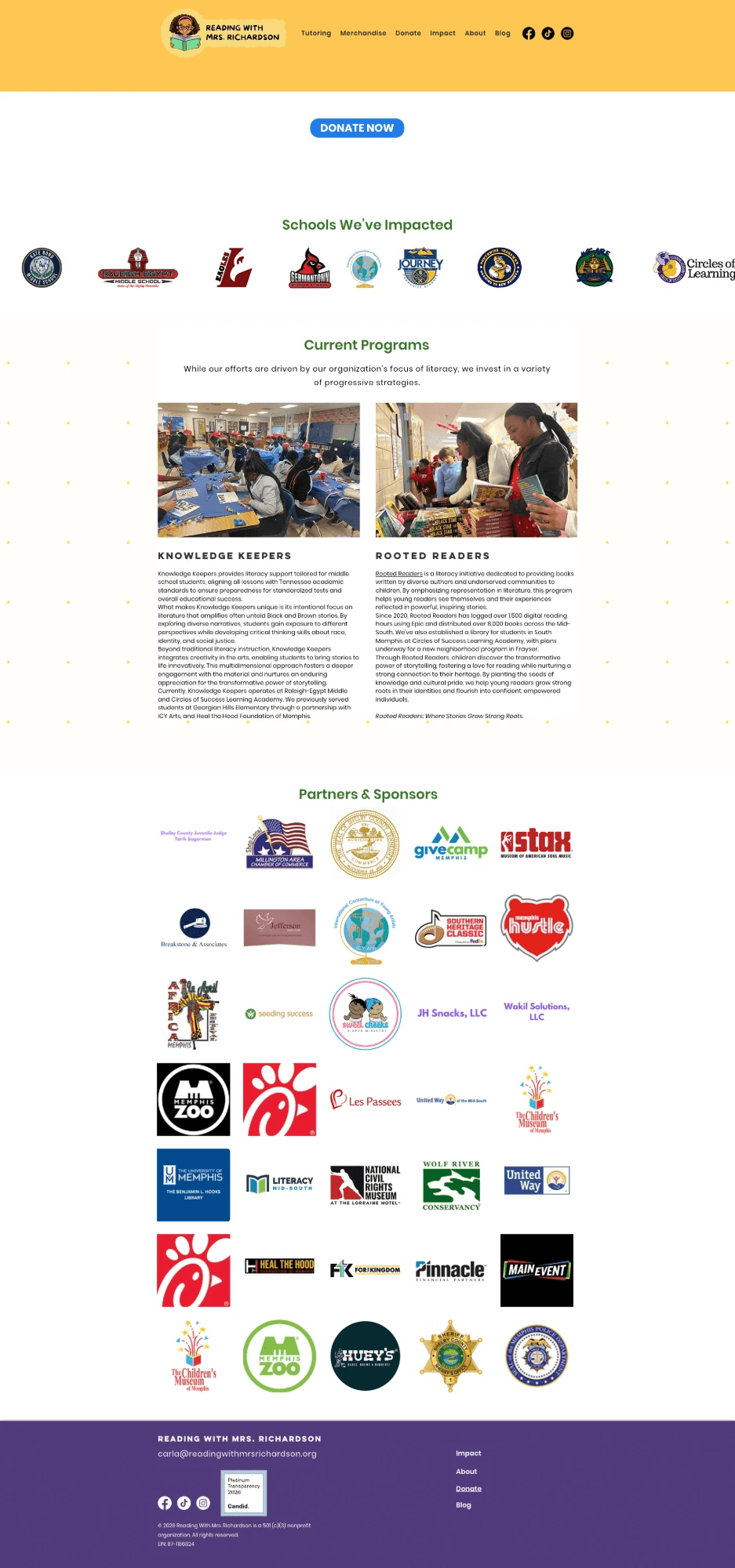 The old Impact page of the Reading With Mrs. Richardson website, before the redesign.
