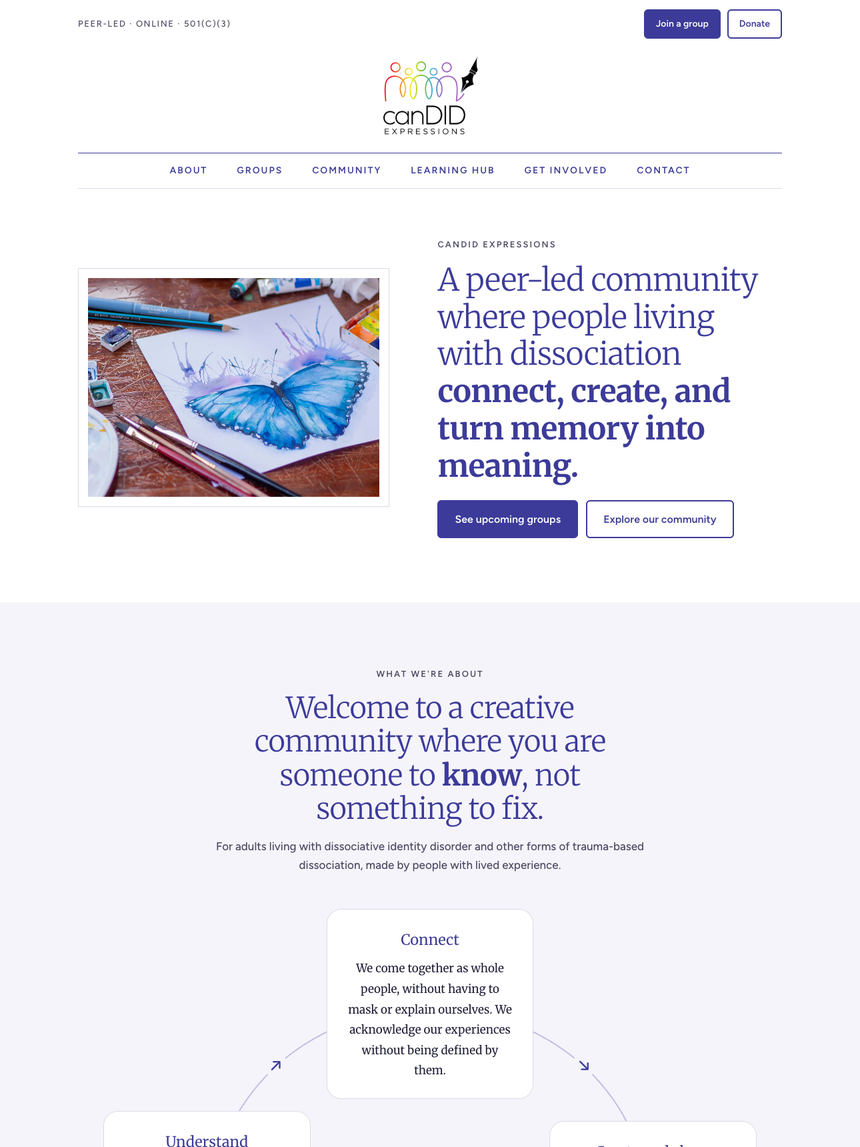canDID Expressions website homepage, Web Design · Pro Bono · Online
